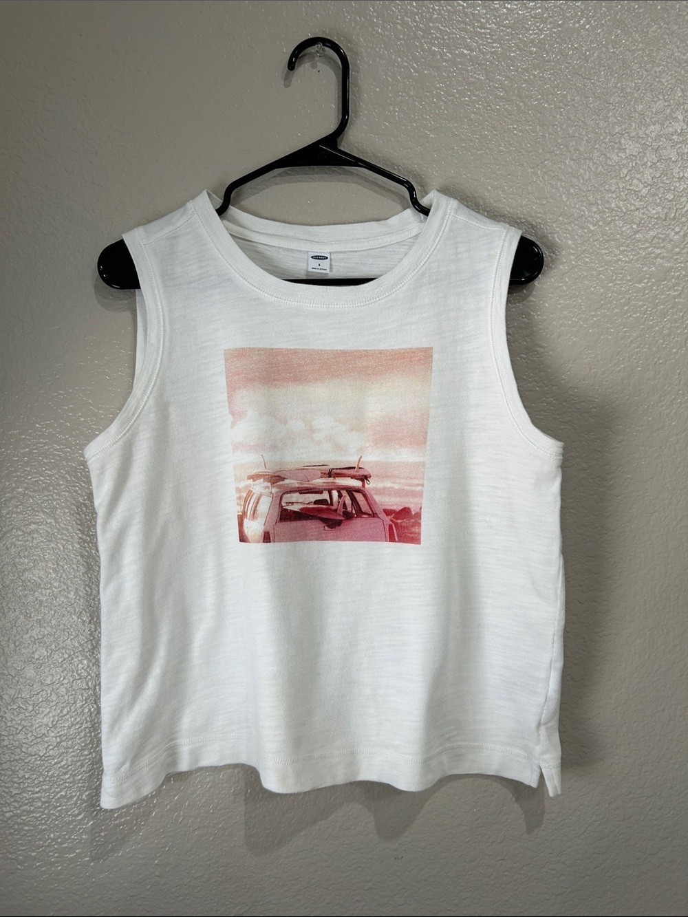 Old Navy Tee Shirt Sleeveless Sun Surf Beach Logo Sz S Summer Casual TC0095